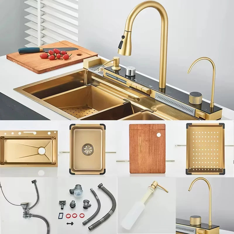 Premium Digital Stainless Steel Waterfall Kitchen Sink - StarLuxeTrend