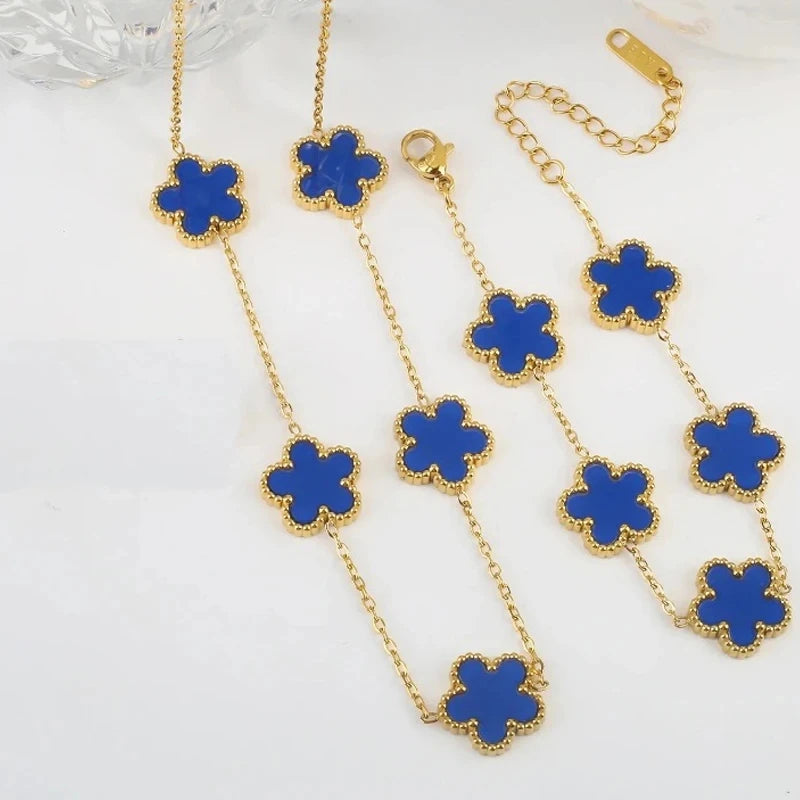 Elegant 3-Piece Minimalist Gold Clover Jewelry Set for Women