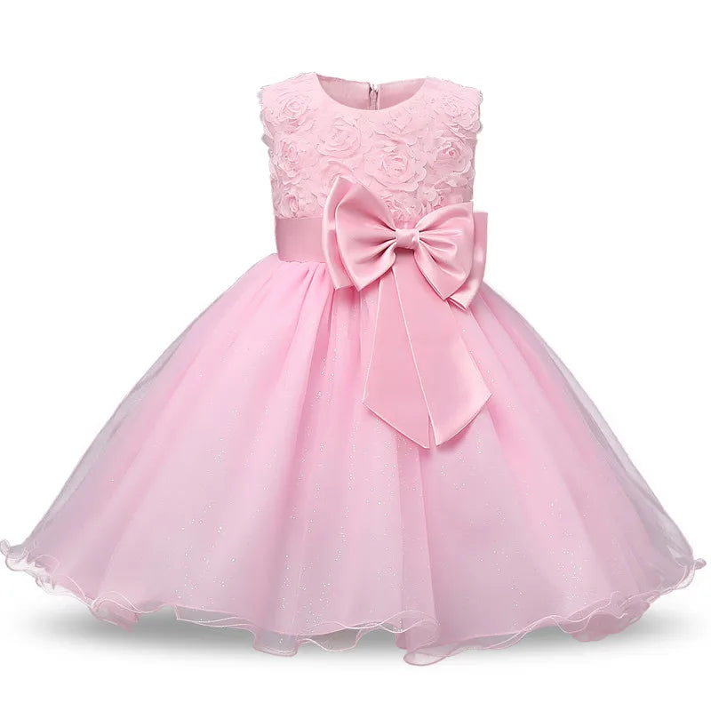 Elegant Lace Floral Girls’ Party Dress – Sleeveless Knee-Length Ball Gown for Weddings, Birthdays & Special Occasions