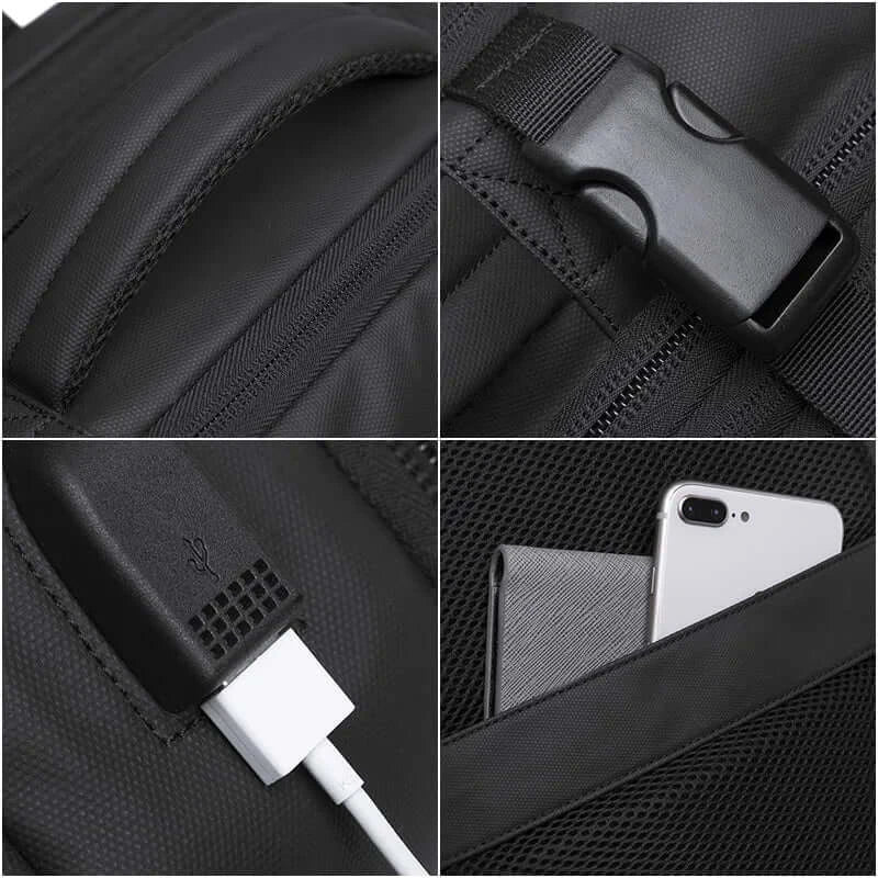 Men’s Business Laptop Backpack – 17.3” Expandable Waterproof Oxford Travel Bag with USB Charging Port – School & Work StarLuxeTrend