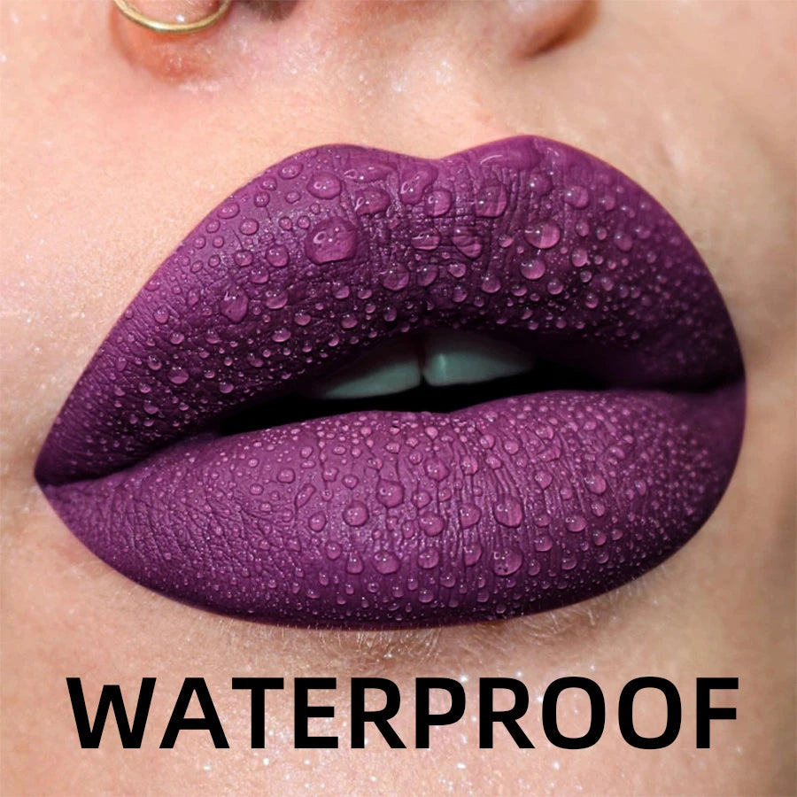 Matte Velvet Liquid Lipstick – 19 Waterproof Colors | Long-Lasting Nude, Red, Black Lip Gloss & Tint