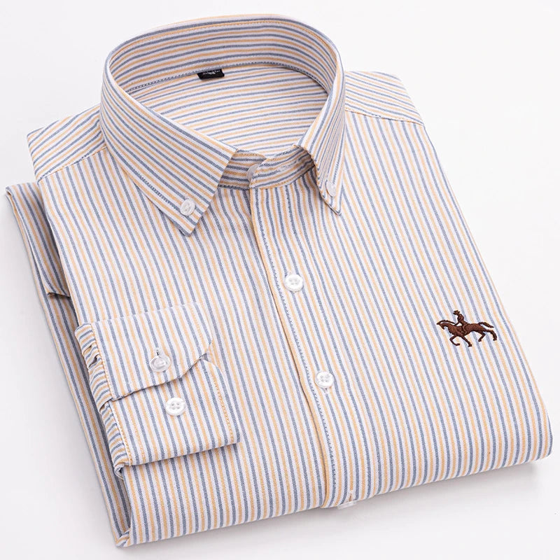 Men’s Long Sleeve Oxford Shirt – Casual Business Dress Shirt | 100% Cotton, Regular Fit, Smart Casual Style – S to 6XL