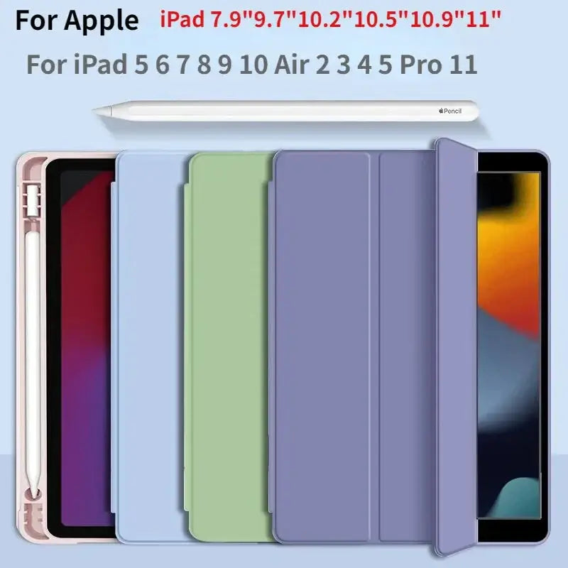 iPad Case with Pencil Holder - Shockproof, Waterproof PU Leather Smart Cover for iPad 10.2, 10.5, 11, Air, Mini StarLuxeTrend