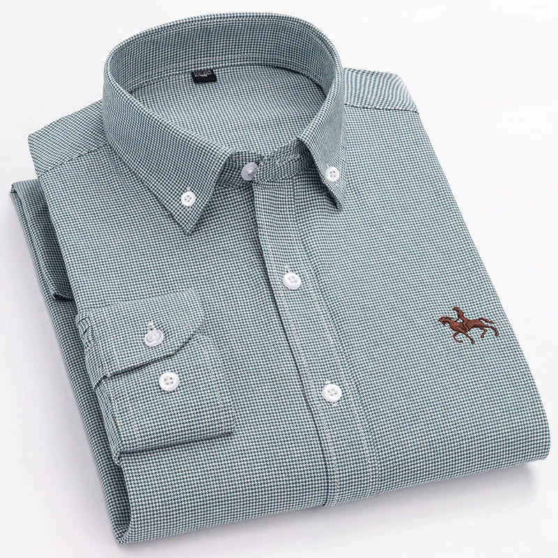 Men’s Long Sleeve Oxford Shirt – Casual Business Dress Shirt | 100% Cotton, Regular Fit, Smart Casual Style – S to 6XL
