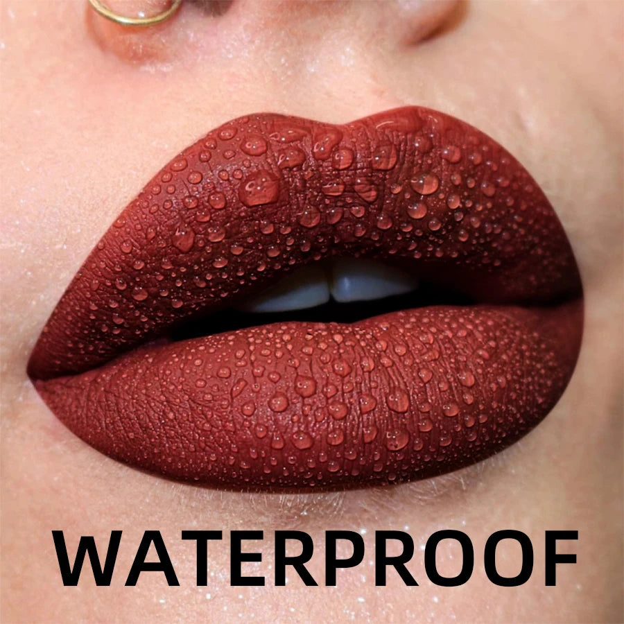 Matte Velvet Liquid Lipstick – 19 Waterproof Colors | Long-Lasting Nude, Red, Black Lip Gloss & Tint