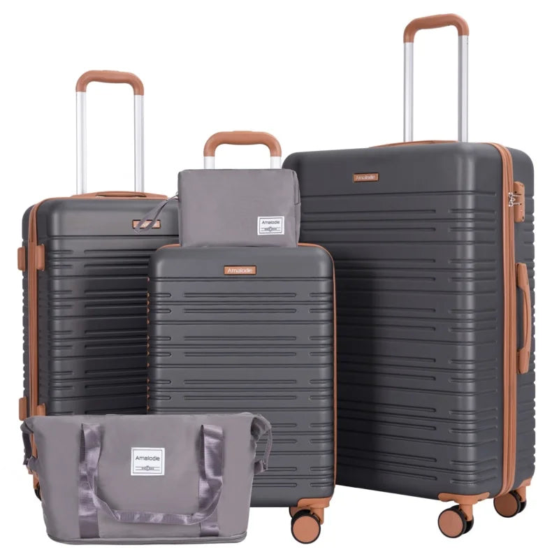 5-Piece Spinner Luggage Set with Travel Duffle Bag – TSA Lock, ABS Hard Shell StarLuxeTrend