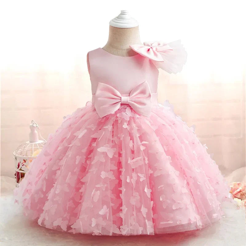 Elegant Baby Girl Tulle Lace Dress – 1st Birthday, Baptism, Wedding & Party Gown