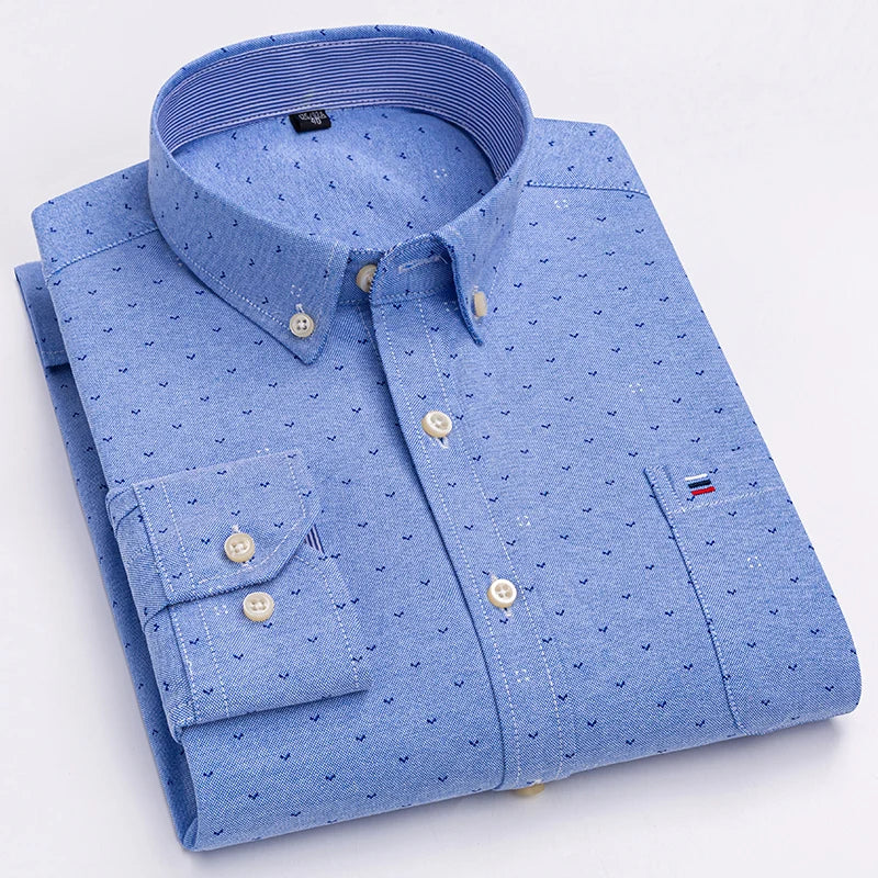 Men’s Long Sleeve Oxford Shirt – Casual Business Dress Shirt | 100% Cotton, Regular Fit, Smart Casual Style – S to 6XL