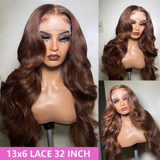 Glueless Chocolate Brown Lace Front Wig – 13x4 & 13x6 HD Lace Frontal Human Hair Wig - StarLuxeTrend