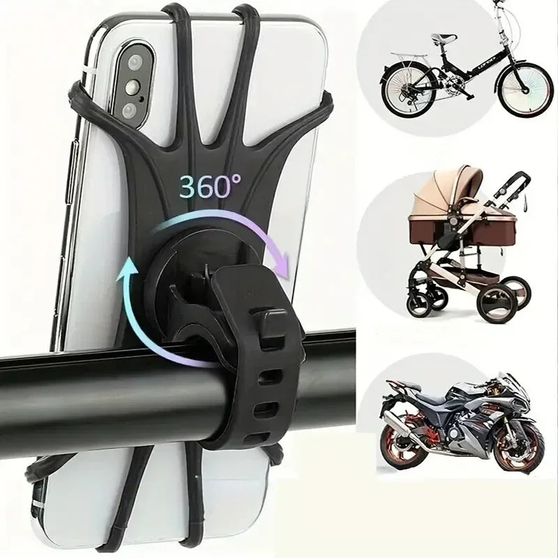 Universal 360° Rotatable Silicone Bike Phone Holder – Anti-Slip Bicycle & Motorcycle Mount for All Smartphones
