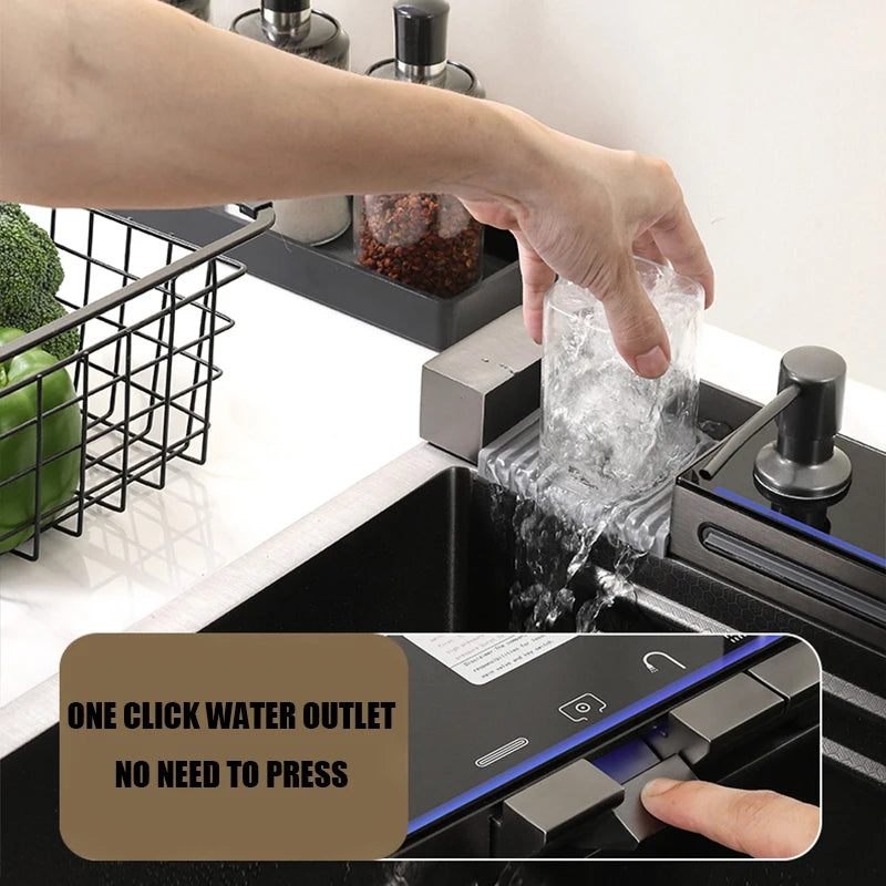 Premium Digital Stainless Steel Waterfall Kitchen Sink - StarLuxeTrend