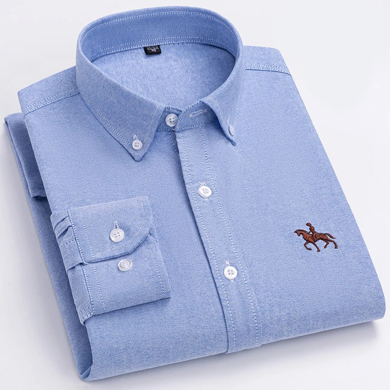 Men’s Long Sleeve Oxford Shirt – Casual Business Dress Shirt | 100% Cotton, Regular Fit, Smart Casual Style – S to 6XL