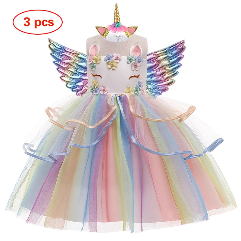 Unicorn Pastel Rainbow Princess Dress - StarLuxeTrend