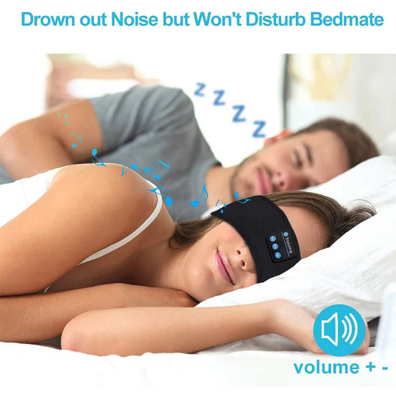 Bluetooth Headband Headphones – Wireless Sports Sleep Eye Mask with Built-In Bluetooth 5.0 Earphones, Rechargeable & Washable, Over-Ear Music Headset for Running,