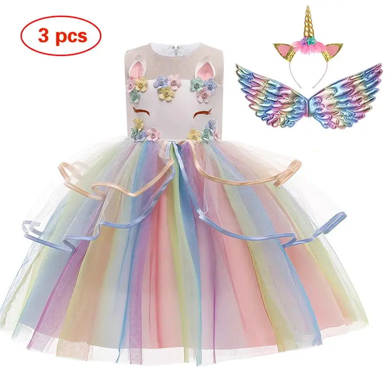 Unicorn Pastel Rainbow Princess Dress - StarLuxeTrend