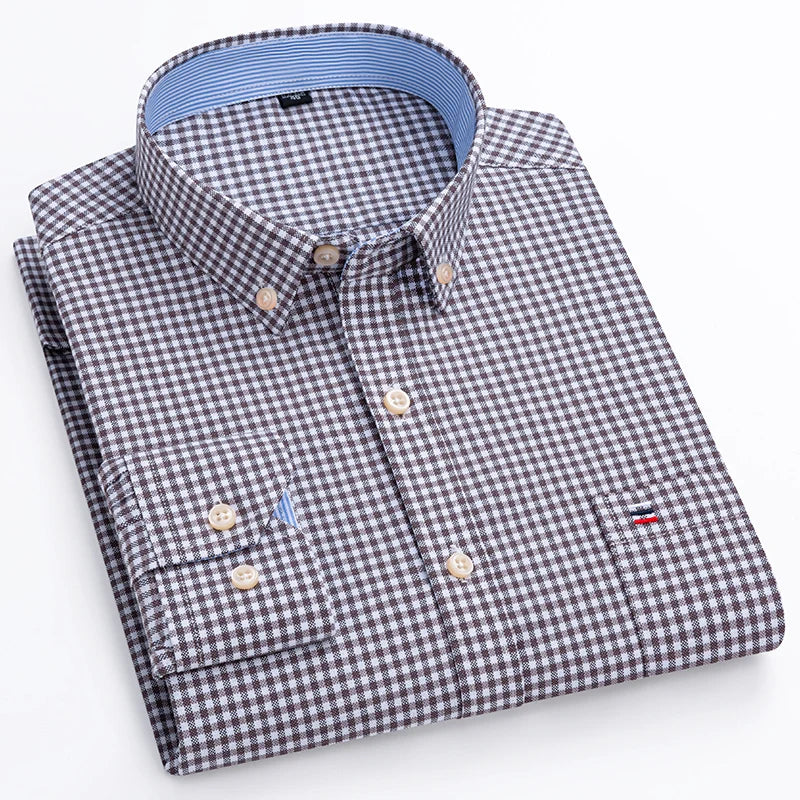 Men’s Long Sleeve Oxford Shirt – Casual Business Dress Shirt | 100% Cotton, Regular Fit, Smart Casual Style – S to 6XL