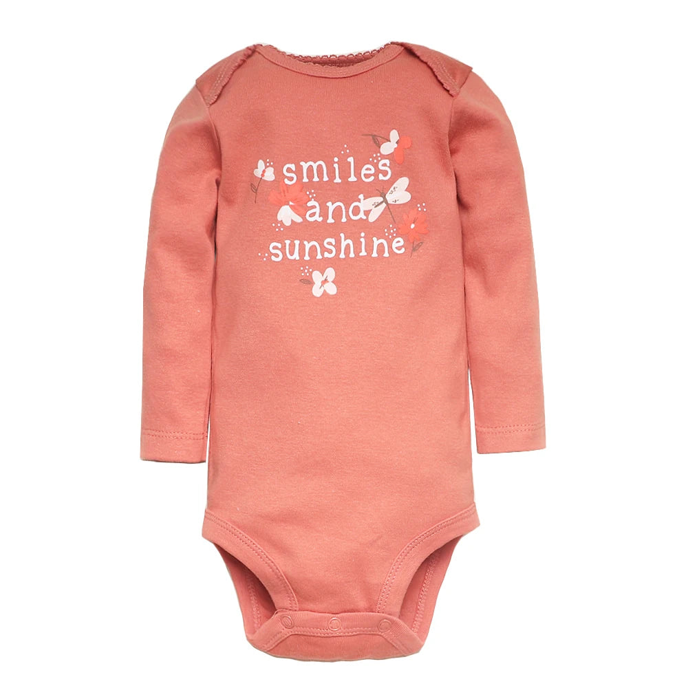 Soft Cotton Baby Bodysuits Set – 3 to 5 PCS Long Sleeve Infant Romper for Boys & Girls - Cute Cartoon Jumpsuit for All Seasons