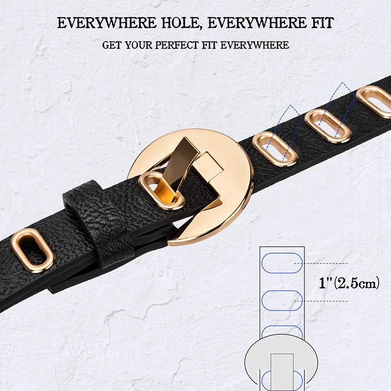 Punk Style Women’s Belt – Adjustable PU Leather Grunge Waist Belt with Metal Buckle