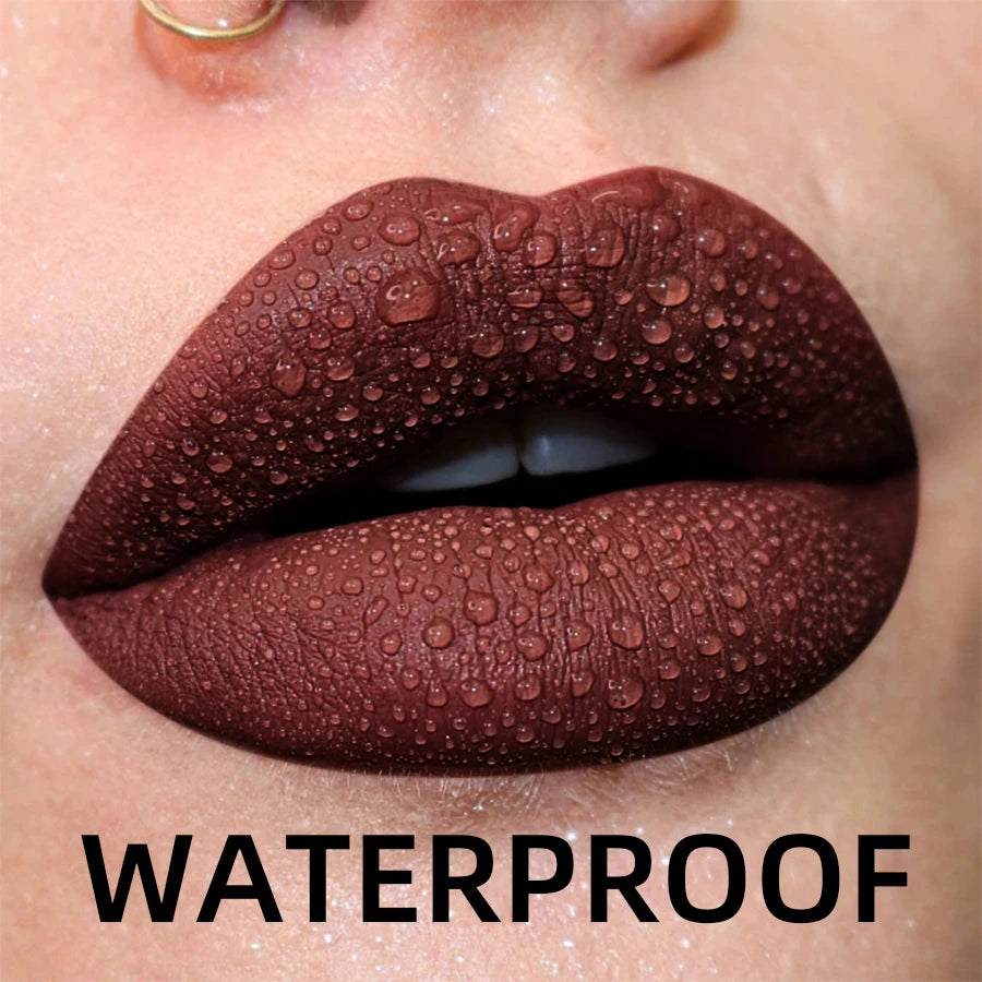 Matte Velvet Liquid Lipstick – 19 Waterproof Colors | Long-Lasting Nude, Red, Black Lip Gloss & Tint