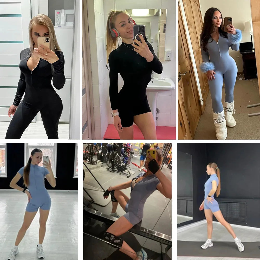 Women's Workout Zipper Jumpsuit - StarLuxeTrend