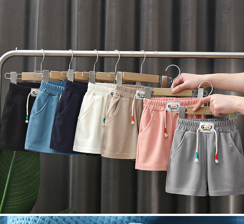 Boys Summer Casual Beach Shorts – Lightweight Candy Color Kids Elastic Waist Shorts with Pockets (2T–8T)