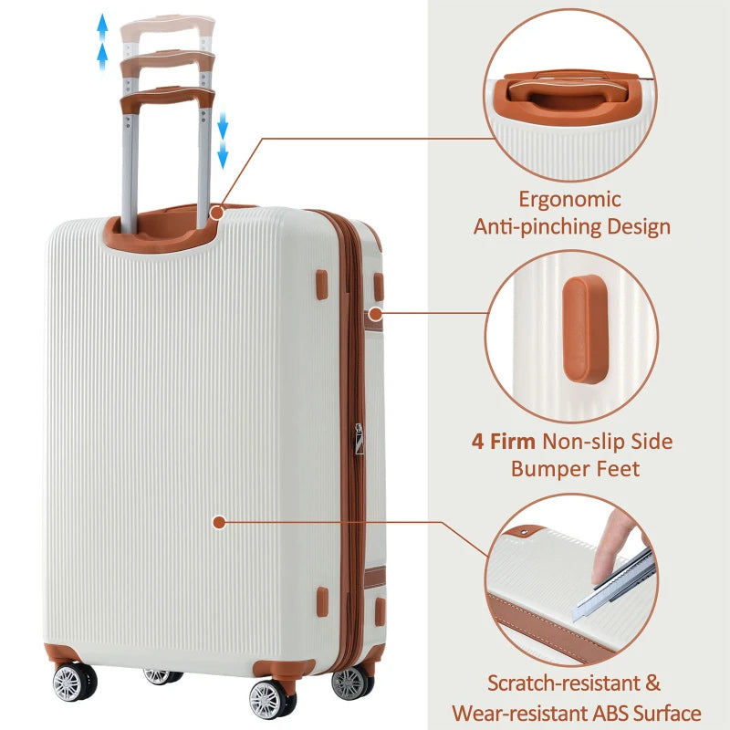 Travel in Style with This 3 Piece ABS Hardside Luggage Set – Spinner Wheels & TSA Lock StarLuxeTrend