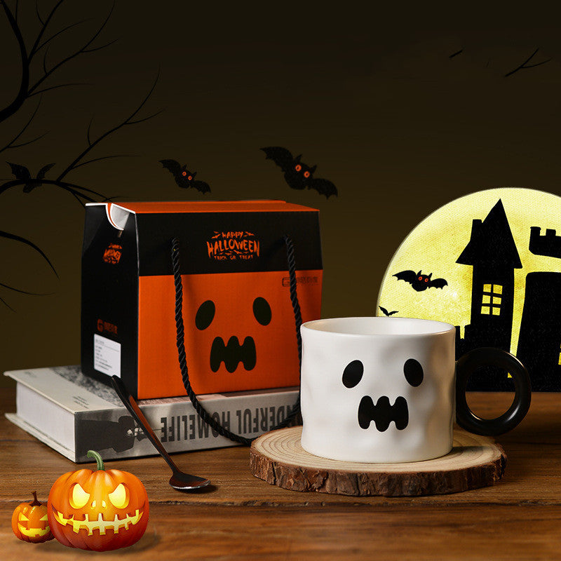 Halloween Pumpkin Coffee Mug with Spoon & Gift Box – Ceramic Festive Cup for Coffee, Tea, and Hot Chocolate