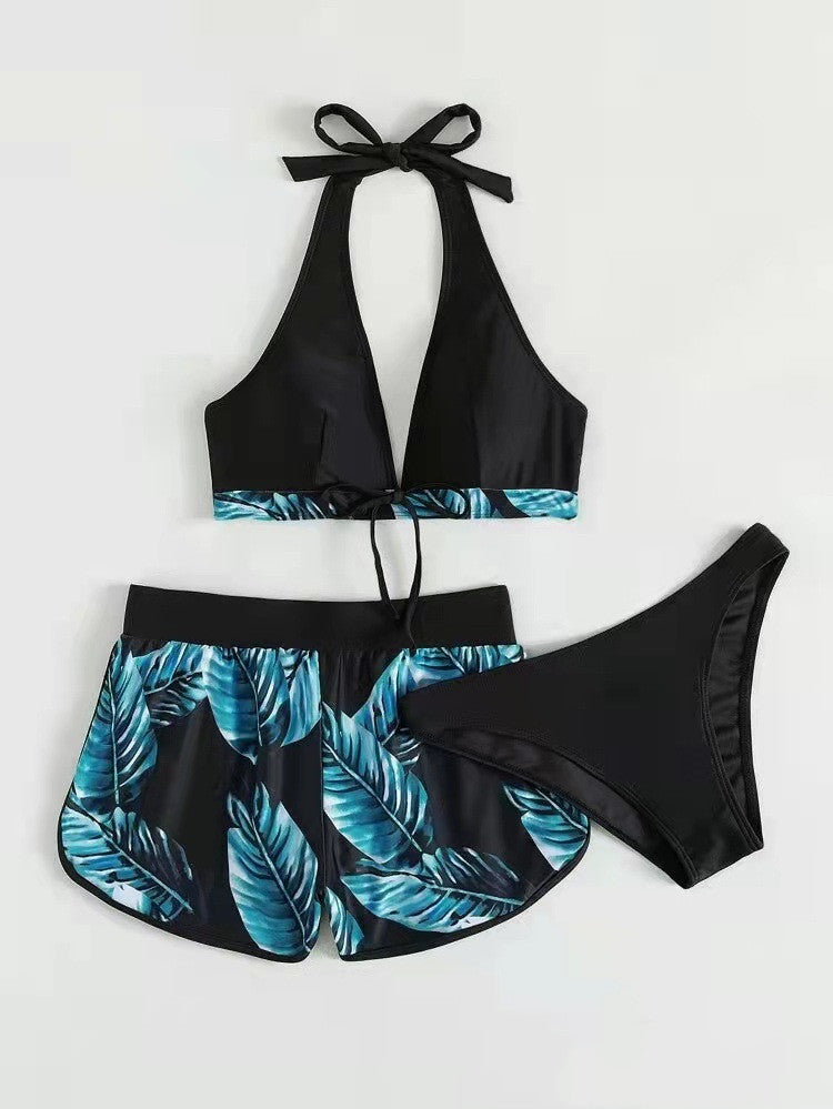 3pc Leaf Print Fashion Swimsuit For Womens