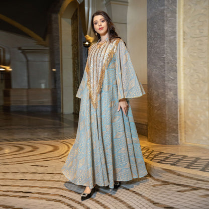 Maxi Embroidered Sequins Robe Dress For Women