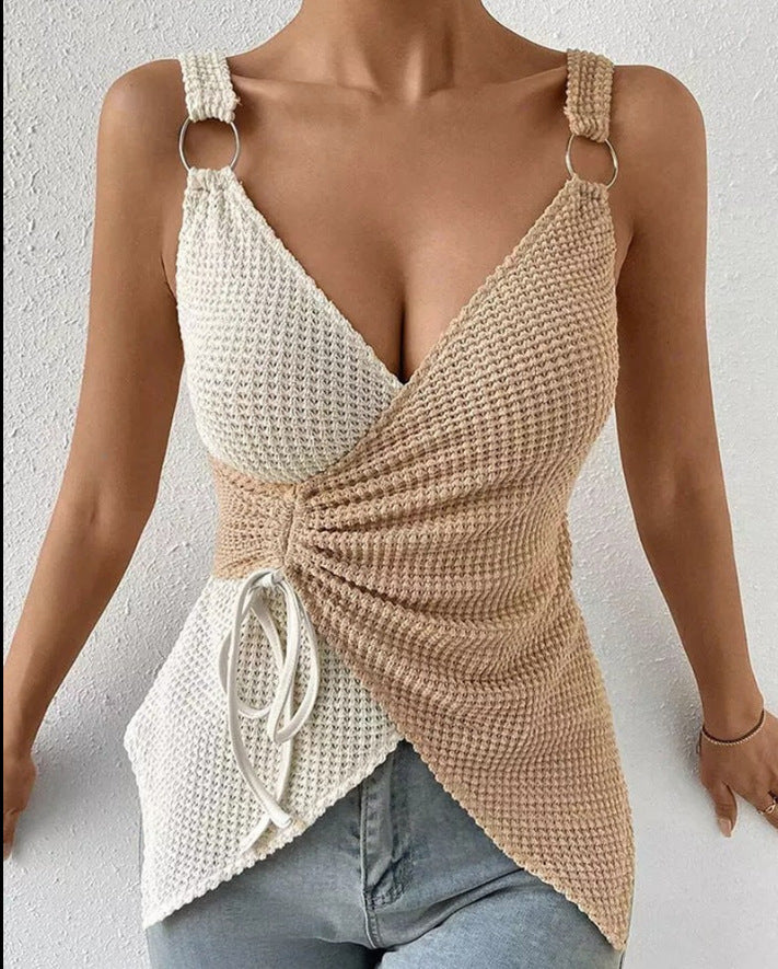 Cool Hot Girl Women's Two-shoulder Color Matching Sling Top Vest