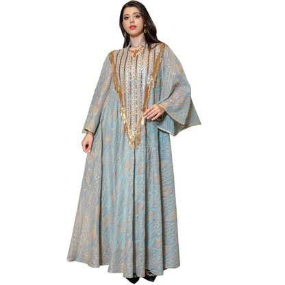 Maxi Embroidered Sequins Robe Dress For Women