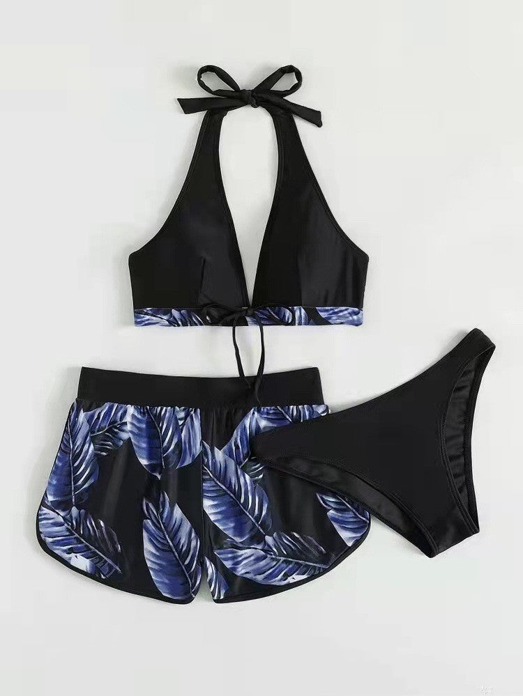 3pc Leaf Print Fashion Swimsuit For Womens