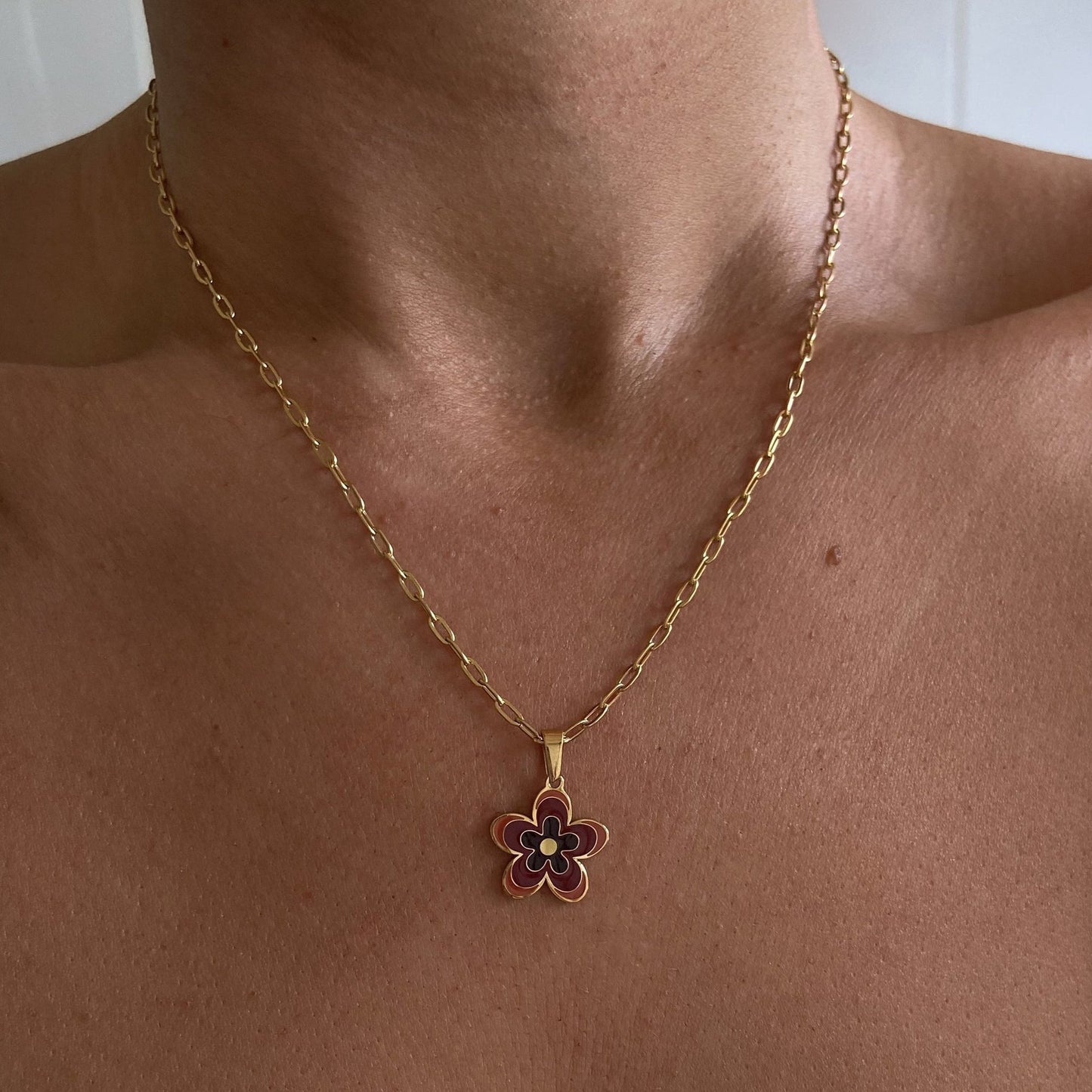 Titanium Steel  Flower Necklace Flower Clavicle Chain