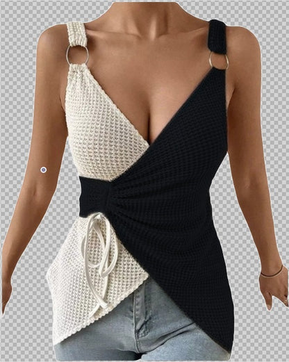 Cool Hot Girl Women's Two-shoulder Color Matching Sling Top Vest