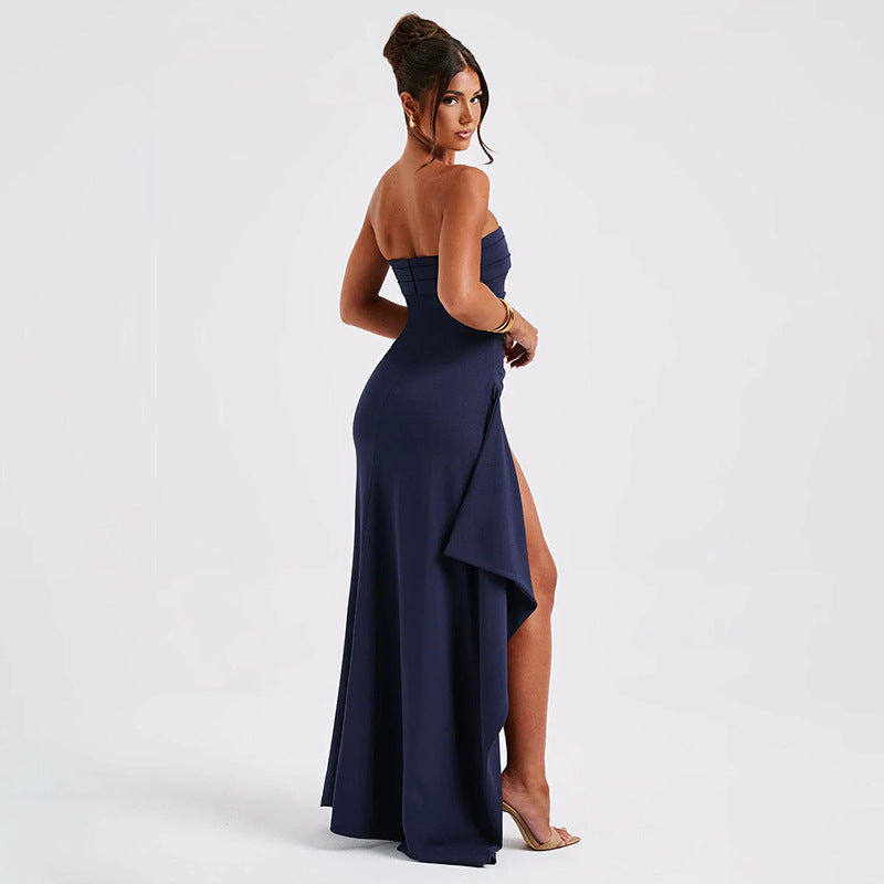 Sexy Strapless High Slit Long Maxi Dress For Women