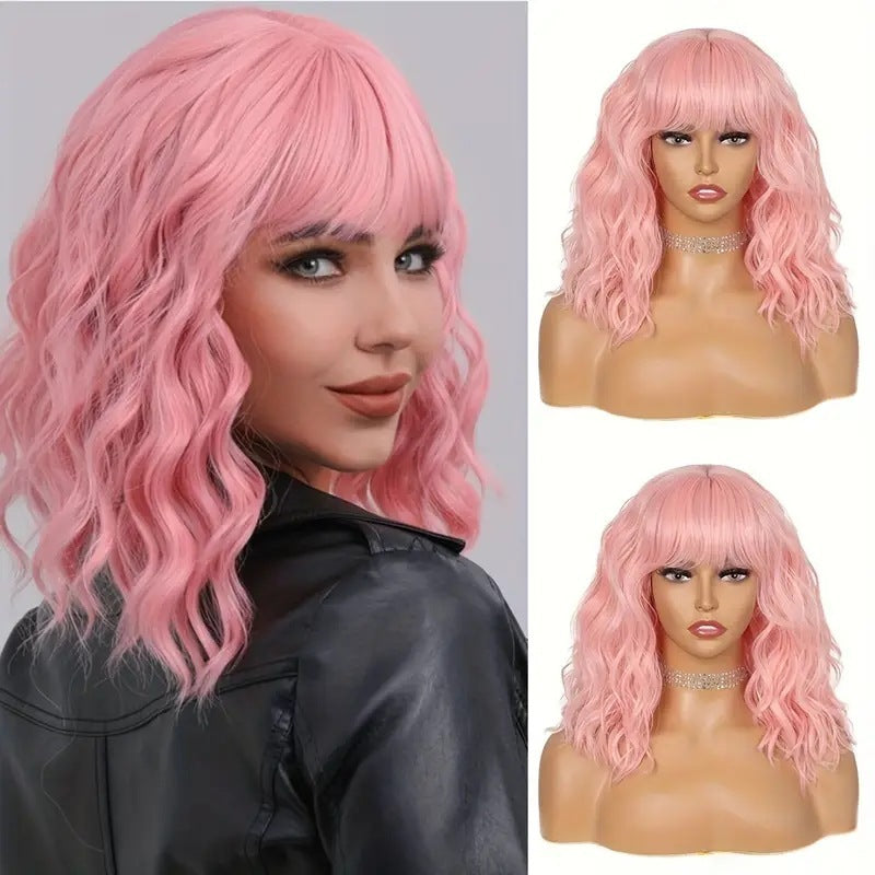 Ripple Shoulder-length Curly Wig with Bangs