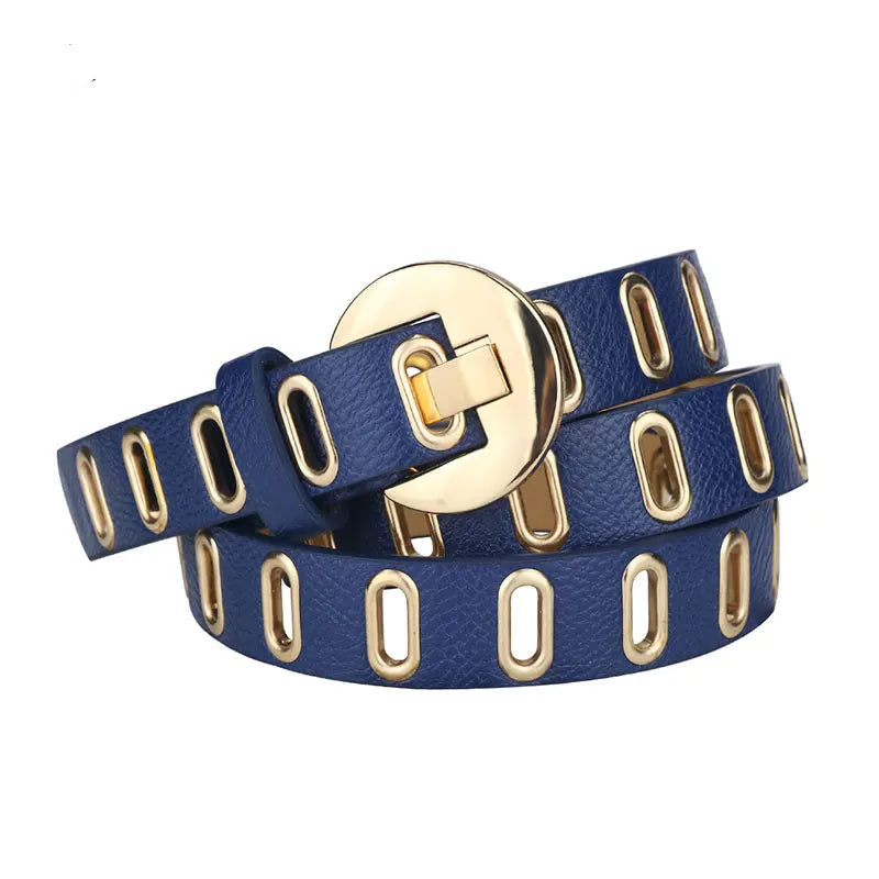 Punk Style Women’s Belt – Adjustable PU Leather Grunge Waist Belt with Metal Buckle