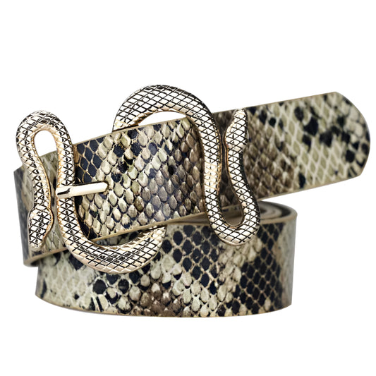 Snake Buckle Women’s Fashion Belt – Stylish PU Leather Waistband for Dresses, Jeans & More