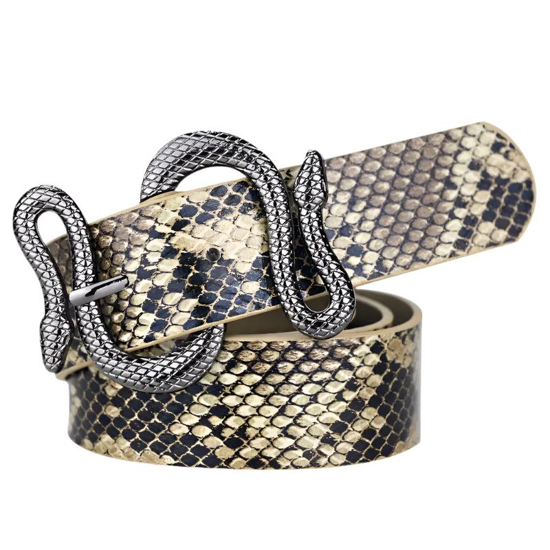 Snake Buckle Women’s Fashion Belt – Stylish PU Leather Waistband for Dresses, Jeans & More