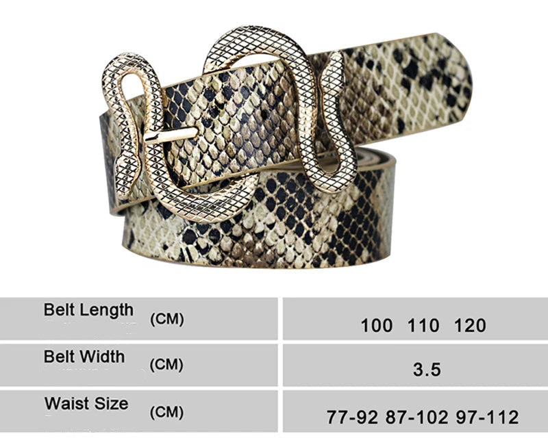 Snake Buckle Women’s Fashion Belt – Stylish PU Leather Waistband for Dresses, Jeans & More
