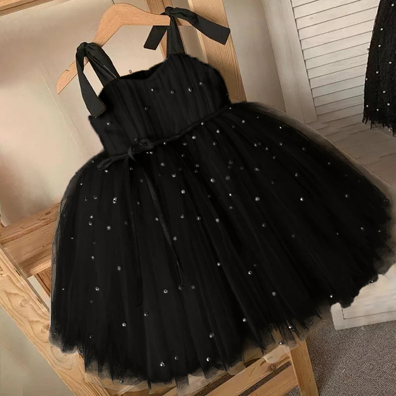 Elegant Bow Backless Christmas & Birthday Party Dress for Girls – Sleeveless Knee-Length Princess Ball Gown (1–3Y)