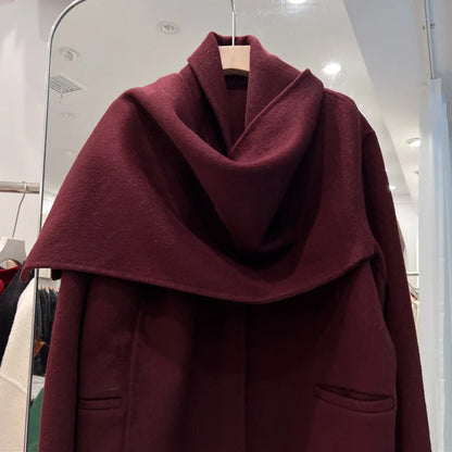 Elegant Fashion Scarf Double-Faced Cashmere Coat