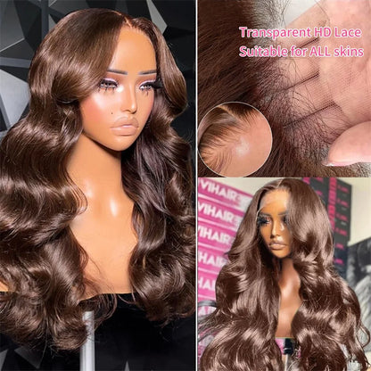 Pre-Plucked Reddish Brown Human Hair Lace Front Wig