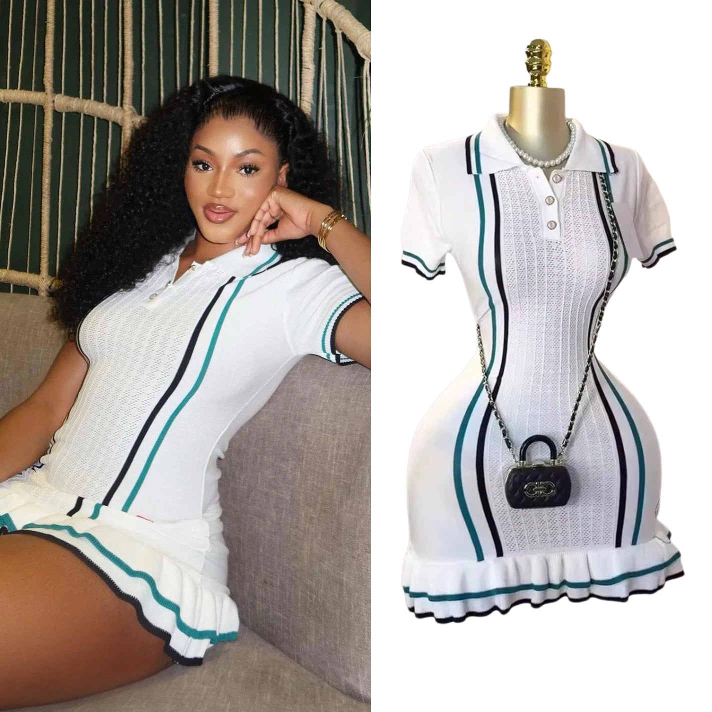 Chic Summer Mini Knit Dress – Ruffled Bodycon Party Dress