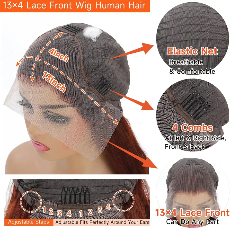 Pre-Plucked Reddish Brown Human Hair Lace Front Wig