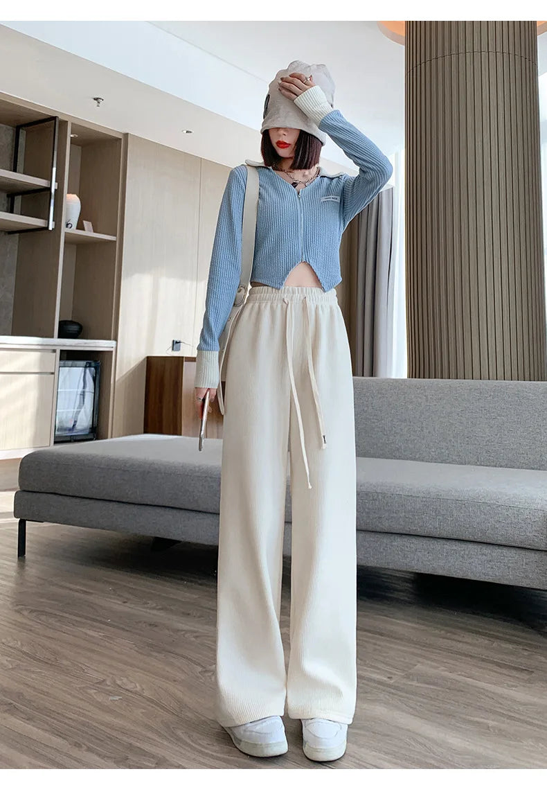 Women Elastic Long Wide leg pants