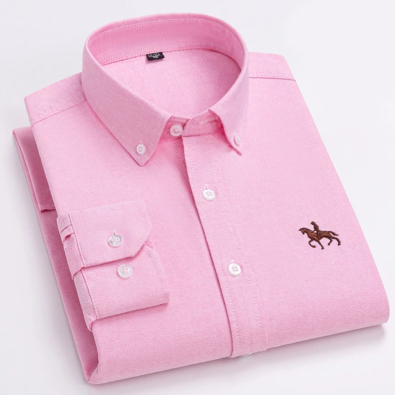 Men’s Long Sleeve Oxford Shirt – Casual Business Dress Shirt | 100% Cotton, Regular Fit, Smart Casual Style – S to 6XL
