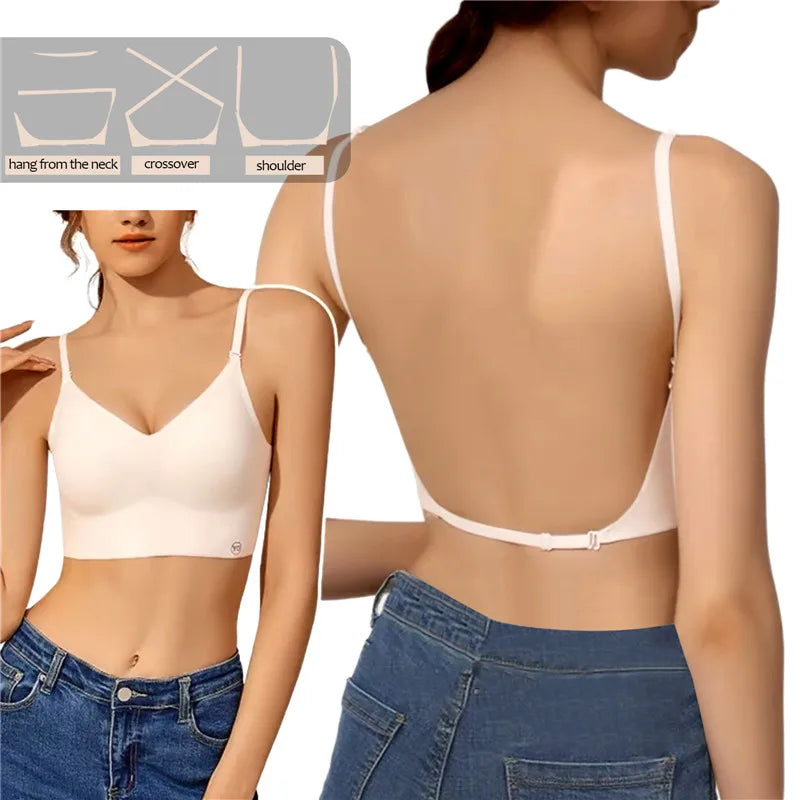 2024 Invisible Push-Up Bra – Backless Seamless Plunge Bra for Women | Wedding, Low-Cut & Open Back Support