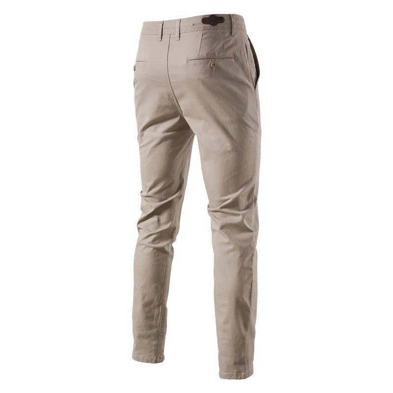 Casual Men's Cotton Trousers – Slim Fit, Solid Color-Business Pants for Spring - StarLuxeTrend