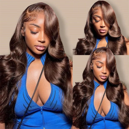 Pre-Plucked Reddish Brown Human Hair Lace Front Wig